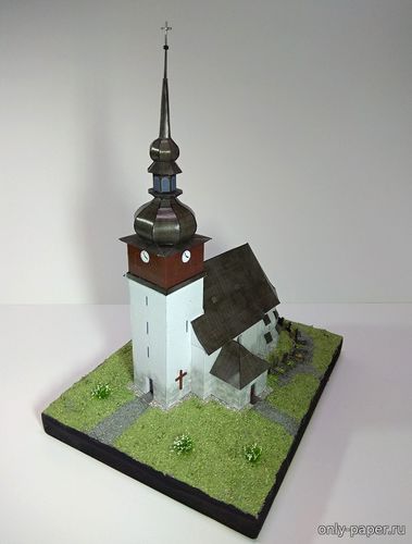 Сборная бумажная модель / scale paper model, papercraft Kostel sv. Bartolomeje v Bobruvce 