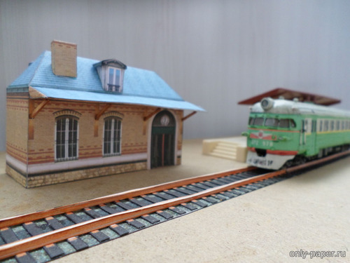Сборная бумажная модель / scale paper model, papercraft Train Station (MiniVille Models) 