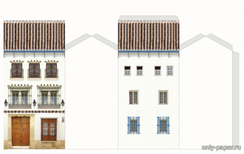 Модель испанского дома из бумаги/картона