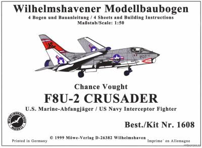Сборная бумажная модель / scale paper model, papercraft F8U-2 Crusader (WHM 1608) 