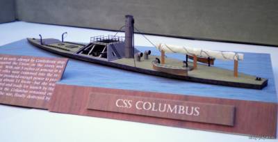 Модель броненосца конфедератов CSS Columbus из бумаги/картона