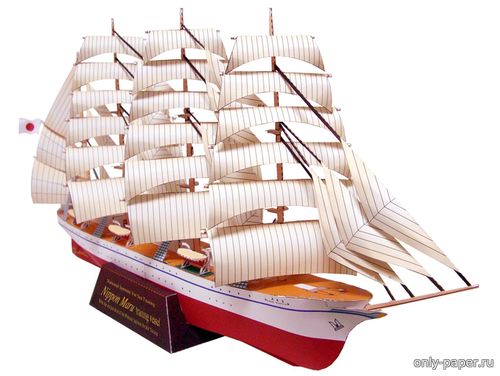Модель парусника Nippon Maru из бумаги/картона