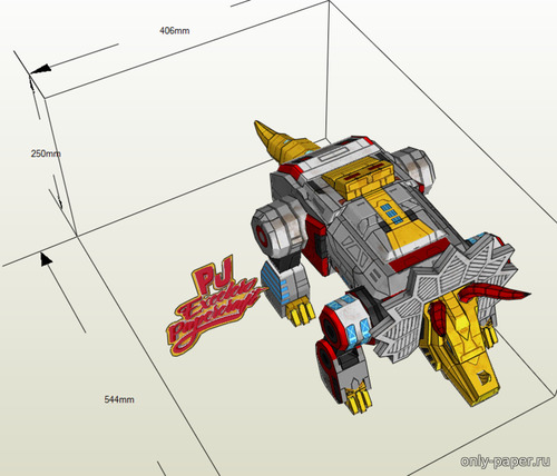 Сборная бумажная модель / scale paper model, papercraft Dinobots - Slug 