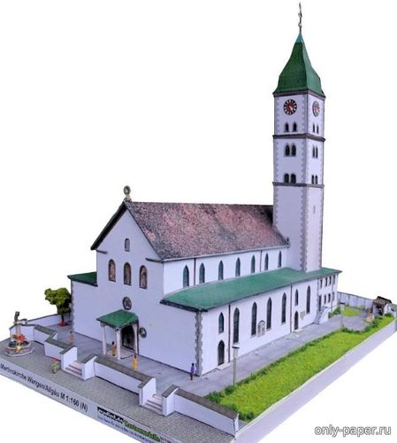Сборная бумажная модель / scale paper model, papercraft Die Martinskirche in Wangen/Allgäu 