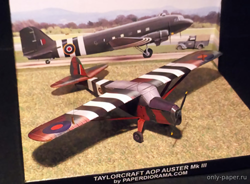 Модель самолета Taylorcraft Auster AOP Mk.III из бумаги/картона