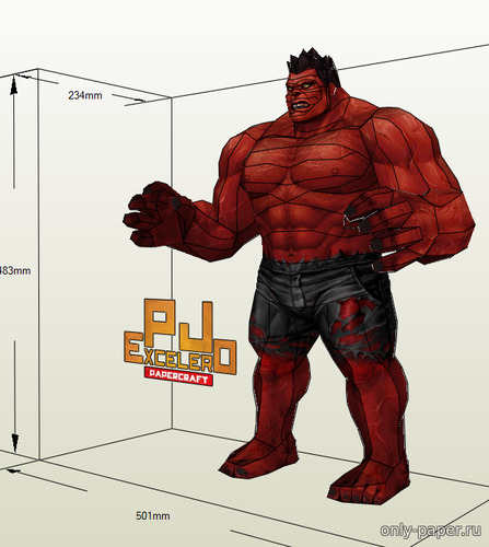 Сборная бумажная модель / scale paper model, papercraft Hulk Red 