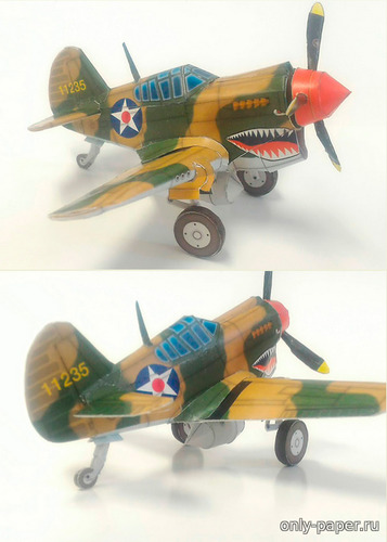Сборная бумажная модель / scale paper model, papercraft Curtiss P-40 Warhawk SD Style 