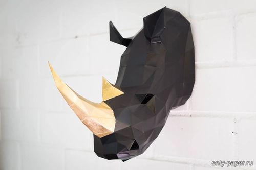 Сборная бумажная модель / scale paper model, papercraft Голова носорога 