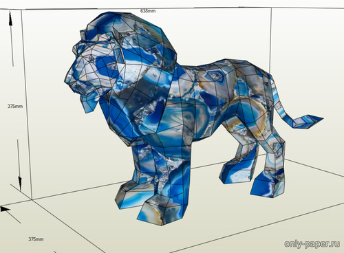 Сборная бумажная модель / scale paper model, papercraft Статуя льва из голубого агата 
