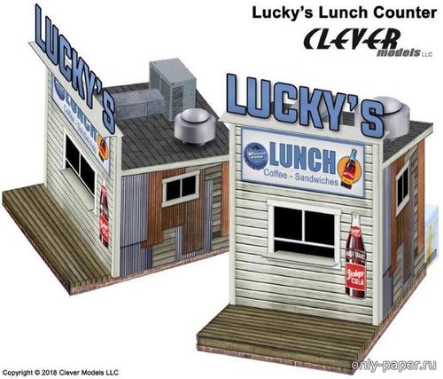 Сборная бумажная модель / scale paper model, papercraft Lucky's Lunch Counter (Clever Models) 