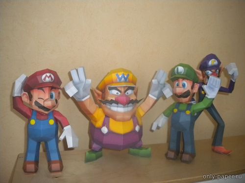 Сборная бумажная модель / scale paper model, papercraft Низкополигональные Марио и Луиджи / Lowpoly Mario and Luigi (Paperjuke) 