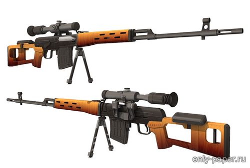 Модель снайперской винтовки Драгунова из бумаги/картона