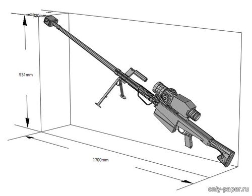 Модель снайперской винтовки В-94 (ОСВ-96) из бумаги/картона