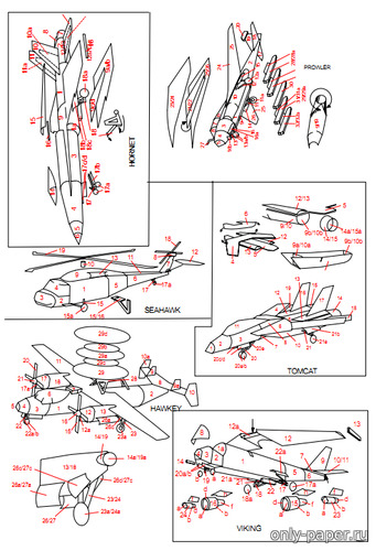 Сборная бумажная модель / scale paper model, papercraft Flugzeuge für U.S.S. NIMITZ / US Carrier Aipplane (WHM 1271) 