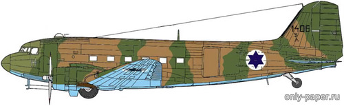 Модель самолета Douglas C-47 Dakota из бумаги/картона