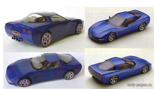 Сборная бумажная модель / scale paper model, papercraft Chevrolet Corvette 1997 