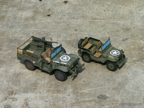 Сборная бумажная модель / scale paper model, papercraft Dodge WC-52 & Jeep Willys MB 