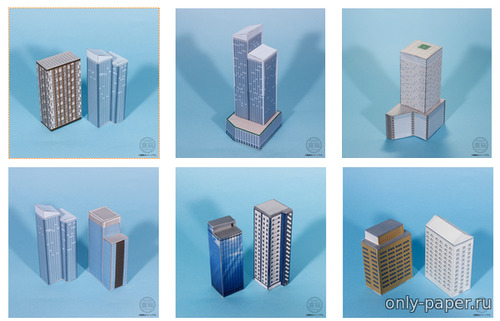 Модель небоскребов из фильма Годзилла из бумаги/картона