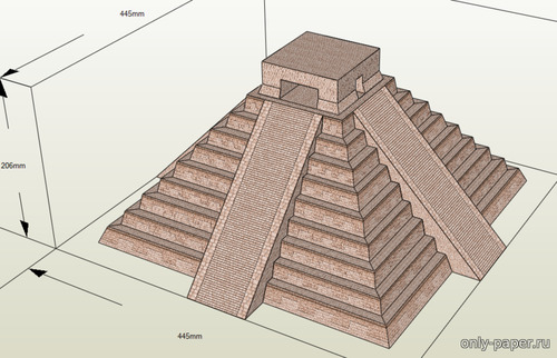 Сборная бумажная модель / scale paper model, papercraft Пирамида Кукулькана в Чичен-Ице 
