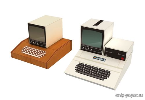 Сборная бумажная модель / scale paper model, papercraft Apple I and Apple II Computer (Paper-replika) 
