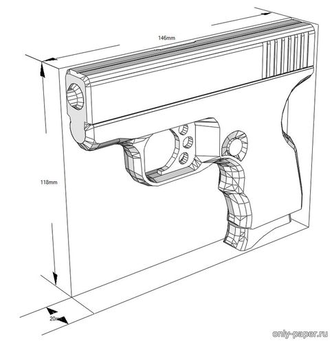 Модель пистолета Intratec CAT9 из бумаги/картона