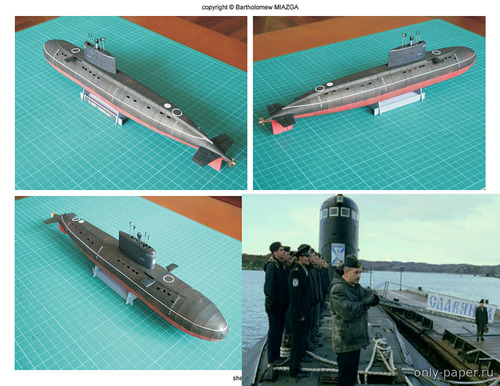 Модель подводной лодки пр.877 «Славянка» из бумаги/картона