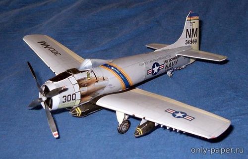 Сборная бумажная модель / scale paper model, papercraft Douglas A-1H Skyraider (Bob's Card Models) 