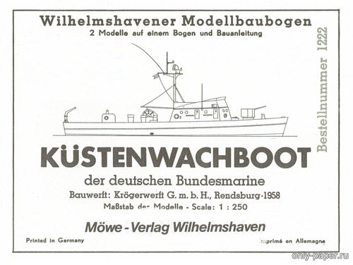Сборная бумажная модель / scale paper model, papercraft Küstenwachboot Niobe & Hansa (WHM 1222) 
