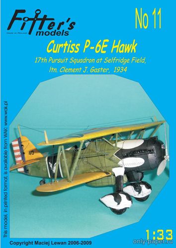 Сборная бумажная модель / scale paper model, papercraft Curtiss P-6E Hawk (Fitters Model) 