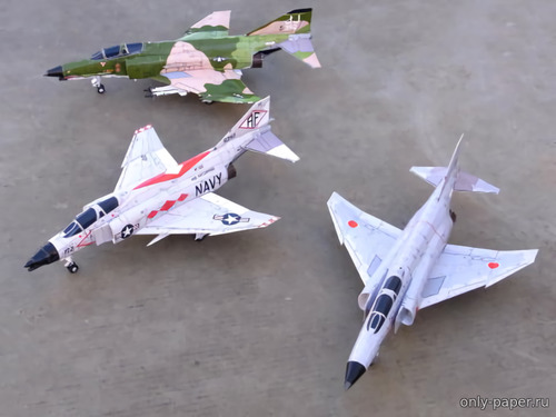 Сборная бумажная модель / scale paper model, papercraft McDonnell Douglas F-4 Phantom II (F-4B, F-4E, F-4EJ) (TSMC) 