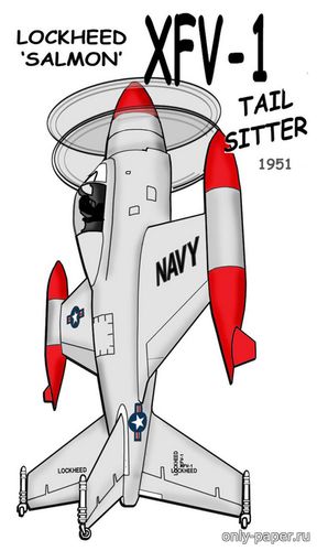 Сборная бумажная модель / scale paper model, papercraft Lockheed XFV-1 Salmon (Fiddlers Green) 