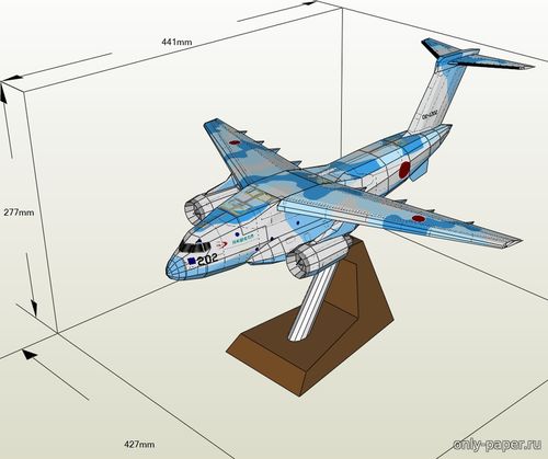Модель самолета Kawasaki XC-2 из бумаги/картона