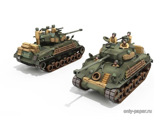 Сборная бумажная модель / scale paper model, papercraft Sherman Fury M4A3E8 