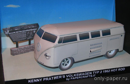 Сборная бумажная модель / scale paper model, papercraft Volkswagen Typ 2 1962 - Hot Rod (Paperdiorama) 