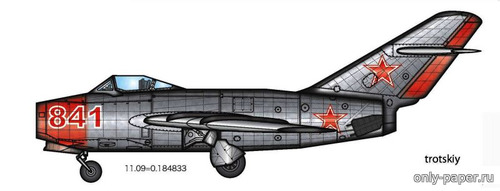 Сборная бумажная модель / scale paper model, papercraft Mikoyan-Gurevich MiG-15 [Trotskiy Studio] 