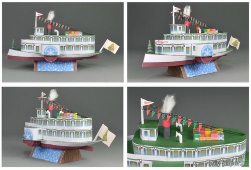Сборная бумажная модель / scale paper model, papercraft Weihnachtsfahrt mit dem Schaufelraddampfer (SD) (Mondorfer Bastelbogen) 