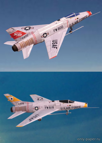 Модель самолета North American F-100С Super Sabre из бумаги/картона
