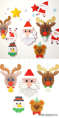 Сборная бумажная модель / scale paper model, papercraft Christmas Decorations / Елочные игрушки 