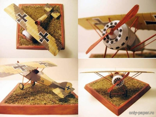 Сборная бумажная модель / scale paper model, papercraft Моноплан-парасоль Aviatik Berg 30.40 [Kampfflieger] 