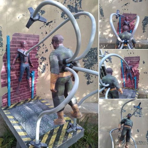 Сборная бумажная модель / scale paper model, papercraft Диорама "Доктор Октопус против Человека-Паука" / Dr.Octopus vs Spiderman 