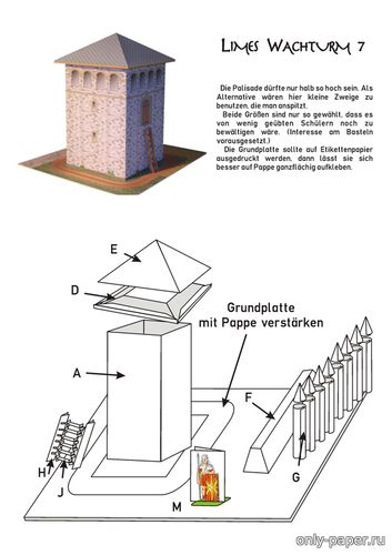 Сборная бумажная модель / scale paper model, papercraft Сторожевая башня Голскопф (Римская империя) / Limes Wachturm Gaulskopf 