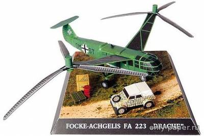 Сборная бумажная модель / scale paper model, papercraft Focke Achgelis Fa.223 Drache [ABC 16/2015] 