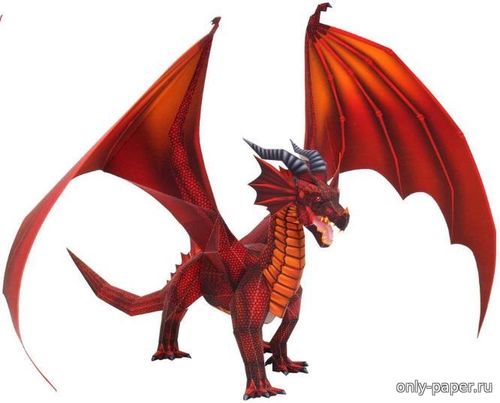Сборная бумажная модель / scale paper model, papercraft Красный дракон / Menacing Red Dragon 
