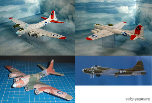 Сборная бумажная модель / scale paper model, papercraft Boeing B-17 Flying Fortress  - 4 варианта (Bruno VanHecke) 