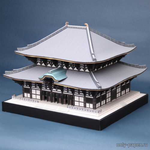 Модель зала Большого Будды храма Тодай-дзи из бумаги/картона