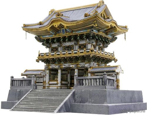 Модель Главных ворот Храмового комплекса Тосёгу в Никко из бумаги