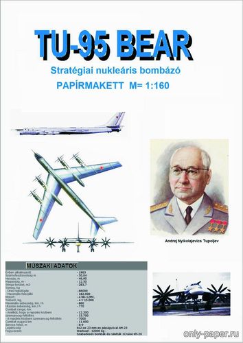 Сборная бумажная модель / scale paper model, papercraft Ту-95 / Tu-95 Bear (Papirmakettek) 