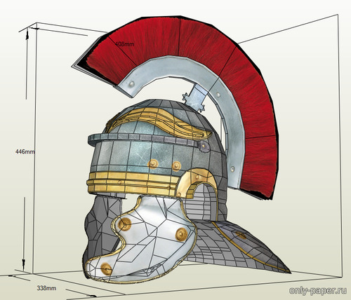 Сборная бумажная модель / scale paper model, papercraft Roman Centurion Helmet / Шлем римского центуриона 