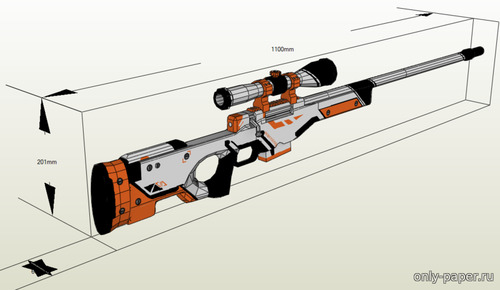 Модель снайперской винтовки AWP Azimov из бумаги/картона