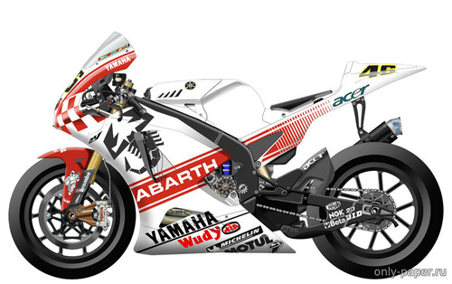 Модель мотоцикла Yamaha YZR M1 2007 Abarth из бумаги/картона